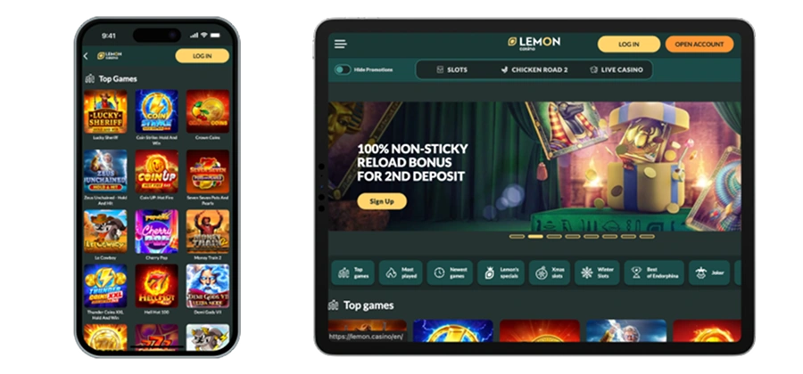 Zrzut ekranu aplikacji Lemon Casino